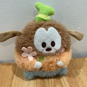 Disney Goofy Ufufy Miniso Plush 6" Soft Fluffy Stuffed Spring Holding Flower